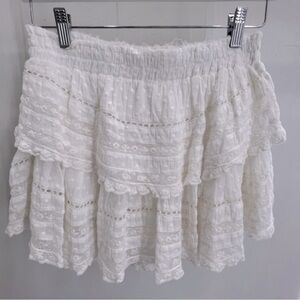 LoveShackFancy white ruffle mini skirt size L pre owned
